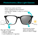 Seattle | Classic Black | Photochromic Blue Light Blocking Glasses - Optic-Blubluelightglasses