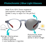 Arizona | Grey & Navy | Photochromic Blue Light Blocking Glasses - Optic-Blubluelightglasses