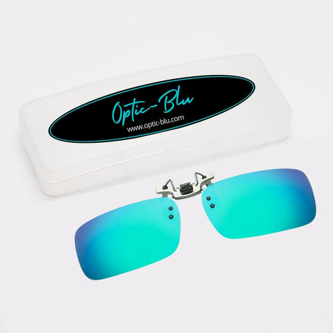 Clip-On | Blue Green Mirror | Polarized Sunglasses - Optic-Blubluelightglasses